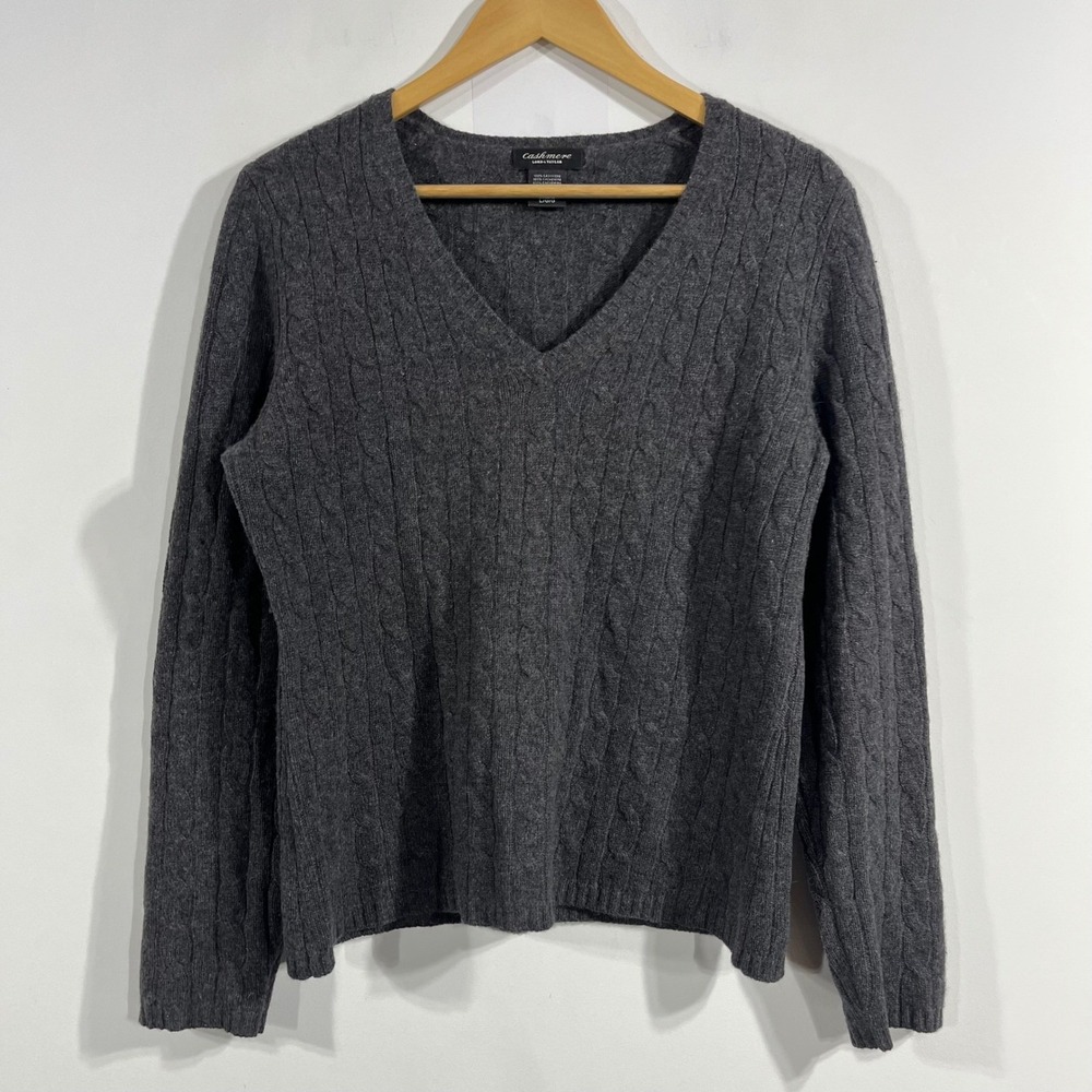 Lord & Taylor Old Money Quiet Luxury Cashmere Sweater Womens Large Cable Knit